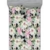 Ambesonne Floral Fitted Sheet & Pillow Sham Set, Valentine’s Day Romantic Concept Watercolor Hydrangeas Roses Birds, Decorative Printed 3 Piece Bedding Decor Set, Calking, Soft Pink Pistachio Green(Soft Pink Pale Green)