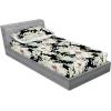 Ambesonne Floral Fitted Sheet & Pillow Sham Set, Valentine’s Day Romantic Concept Watercolor Hydrangeas Roses Birds, Decorative Printed 3 Piece Bedding Decor Set, Calking, Soft Pink Pistachio Green(Laurel Green Black White)