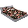 Ambesonne Floral Fitted Sheet & Pillow Sham Set, Valentine’s Day Romantic Concept Watercolor Hydrangeas Roses Birds, Decorative Printed 3 Piece Bedding Decor Set, Calking, Soft Pink Pistachio Green(Dark Coral and Fern Green)