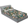 Ambesonne Floral Fitted Sheet & Pillow Sham Set, Valentine’s Day Romantic Concept Watercolor Hydrangeas Roses Birds, Decorative Printed 3 Piece Bedding Decor Set, Calking, Soft Pink Pistachio Green(Pale Rust Grey Teal and Amber)