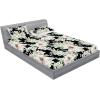Ambesonne Floral Fitted Sheet & Pillow Sham Set, Valentine’s Day Romantic Concept Watercolor Hydrangeas Roses Birds, Decorative Printed 3 Piece Bedding Decor Set, Calking, Soft Pink Pistachio Green(Laurel Green Black White)