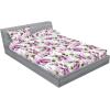 Ambesonne Floral Fitted Sheet & Pillow Sham Set, Valentine’s Day Romantic Concept Watercolor Hydrangeas Roses Birds, Decorative Printed 3 Piece Bedding Decor Set, Calking, Soft Pink Pistachio Green(Pale Fuchsia Reseda Green)