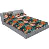 Ambesonne Floral Fitted Sheet & Pillow Sham Set, Valentine’s Day Romantic Concept Watercolor Hydrangeas Roses Birds, Decorative Printed 3 Piece Bedding Decor Set, Calking, Soft Pink Pistachio Green(Burnt Orange Tan Teal)