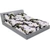 Ambesonne Floral Fitted Sheet & Pillow Sham Set, Valentine’s Day Romantic Concept Watercolor Hydrangeas Roses Birds, Decorative Printed 3 Piece Bedding Decor Set, Calking, Soft Pink Pistachio Green(Lavender Blue Green)