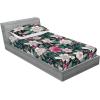 Ambesonne Floral Fitted Sheet & Pillow Sham Set, Valentine’s Day Romantic Concept Watercolor Hydrangeas Roses Birds, Decorative Printed 3 Piece Bedding Decor Set, Calking, Soft Pink Pistachio Green(Pink Laurel Green White)