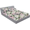 Ambesonne Floral Fitted Sheet & Pillow Sham Set, Valentine’s Day Romantic Concept Watercolor Hydrangeas Roses Birds, Decorative Printed 3 Piece Bedding Decor Set, Calking, Soft Pink Pistachio Green(Soft Pink Pale Green)