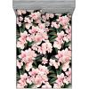 Ambesonne Floral Fitted Sheet & Pillow Sham Set, Valentine’s Day Romantic Concept Watercolor Hydrangeas Roses Birds, Decorative Printed 3 Piece Bedding Decor Set, Calking, Soft Pink Pistachio Green(Jade Green and Pastel Pink)
