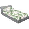 Ambesonne Floral Fitted Sheet & Pillow Sham Set, Valentine’s Day Romantic Concept Watercolor Hydrangeas Roses Birds, Decorative Printed 3 Piece Bedding Decor Set, Calking, Soft Pink Pistachio Green(Reseda Green and Pale Rose)