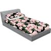 Ambesonne Floral Fitted Sheet & Pillow Sham Set, Valentine’s Day Romantic Concept Watercolor Hydrangeas Roses Birds, Decorative Printed 3 Piece Bedding Decor Set, Calking, Soft Pink Pistachio Green(Jade Green and Pastel Pink)