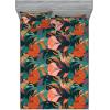 Ambesonne Floral Fitted Sheet & Pillow Sham Set, Valentine’s Day Romantic Concept Watercolor Hydrangeas Roses Birds, Decorative Printed 3 Piece Bedding Decor Set, Calking, Soft Pink Pistachio Green(Burnt Orange Tan Teal)