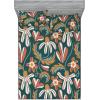 Ambesonne Floral Fitted Sheet & Pillow Sham Set, Valentine’s Day Romantic Concept Watercolor Hydrangeas Roses Birds, Decorative Printed 3 Piece Bedding Decor Set, Calking, Soft Pink Pistachio Green(Pale Rust Grey Teal and Amber)