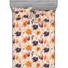 Ambesonne Floral Fitted Sheet & Pillow Sham Set, Valentine’s Day Romantic Concept Watercolor Hydrangeas Roses Birds, Decorative Printed 3 Piece Bedding Decor Set, Calking, Soft Pink Pistachio Green(Orange Blush Seal Brown)