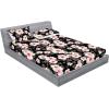 Ambesonne Floral Fitted Sheet & Pillow Sham Set, Valentine’s Day Romantic Concept Watercolor Hydrangeas Roses Birds, Decorative Printed 3 Piece Bedding Decor Set, Calking, Soft Pink Pistachio Green(Blush Reseda Green)