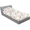 Ambesonne Floral Fitted Sheet & Pillow Sham Set, Valentine’s Day Romantic Concept Watercolor Hydrangeas Roses Birds, Decorative Printed 3 Piece Bedding Decor Set, Calking, Soft Pink Pistachio Green(Pale Ceil Blue Green)