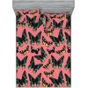 Ambesonne Floral Fitted Sheet & Pillow Sham Set, Valentine’s Day Romantic Concept Watercolor Hydrangeas Roses Birds, Decorative Printed 3 Piece Bedding Decor Set, Calking, Soft Pink Pistachio Green(Pastel Pink Forest Green)