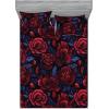 Ambesonne Floral Fitted Sheet & Pillow Sham Set, Valentine’s Day Romantic Concept Watercolor Hydrangeas Roses Birds, Decorative Printed 3 Piece Bedding Decor Set, Calking, Soft Pink Pistachio Green(Dark Coral and Violet Blue)
