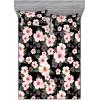 Ambesonne Floral Fitted Sheet & Pillow Sham Set, Valentine’s Day Romantic Concept Watercolor Hydrangeas Roses Birds, Decorative Printed 3 Piece Bedding Decor Set, Calking, Soft Pink Pistachio Green(Blush Reseda Green)