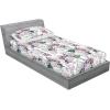 Ambesonne Floral Fitted Sheet & Pillow Sham Set, Valentine’s Day Romantic Concept Watercolor Hydrangeas Roses Birds, Decorative Printed 3 Piece Bedding Decor Set, Calking, Soft Pink Pistachio Green(Pale Mauve White and Green)