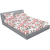 Ambesonne Floral Fitted Sheet & Pillow Sham Set, Valentine’s Day Romantic Concept Watercolor Hydrangeas Roses Birds, Decorative Printed 3 Piece Bedding Decor Set, Calking, Soft Pink Pistachio Green(Pastel Pink and Laurel Green)