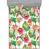 Ambesonne Floral Fitted Sheet & Pillow Sham Set, Valentine’s Day Theme Flowers Vintage Botanical Nature Ornament Art, Decorative Printed 2 Piece Bedding Decor Set, Twinxl, Dark Coral and Fern Green(Apple Green and Pastel Pink)