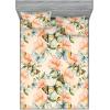Ambesonne Floral Fitted Sheet & Pillow Sham Set, Valentine’s Day Theme Flowers Vintage Botanical Nature Ornament Art, Decorative Printed 2 Piece Bedding Decor Set, Twinxl, Dark Coral and Fern Green(Olive Green Coral and Blush)