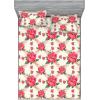 Ambesonne Floral Fitted Sheet & Pillow Sham Set, Valentine’s Day Theme Flowers Vintage Botanical Nature Ornament Art, Decorative Printed 2 Piece Bedding Decor Set, Twinxl, Dark Coral and Fern Green(Dark Coral and Laurel Green)