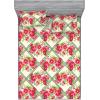 Ambesonne Floral Fitted Sheet & Pillow Sham Set, Valentine’s Day Theme Flowers Vintage Botanical Nature Ornament Art, Decorative Printed 2 Piece Bedding Decor Set, Twinxl, Dark Coral and Fern Green(Dark Coral and Fern Green)