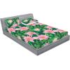 Ambesonne Floral Fitted Sheet & Pillow Sham Set, Valentine’s Day Theme Flowers Vintage Botanical Nature Ornament Art, Decorative Printed 2 Piece Bedding Decor Set, Twinxl, Dark Coral and Fern Green(Soft Pink and Forest Green)
