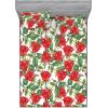 Ambesonne Floral Fitted Sheet & Pillow Sham Set, Valentine’s Day Theme Flowers Vintage Botanical Nature Ornament Art, Decorative Printed 2 Piece Bedding Decor Set, Twinxl, Dark Coral and Fern Green(Scarlet and Reseda Green)