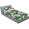 Ambesonne Floral Fitted Sheet & Pillow Sham Set, Valentine’s Day Theme Flowers Vintage Botanical Nature Ornament Art, Decorative Printed 2 Piece Bedding Decor Set, Twinxl, Dark Coral and Fern Green(Soft Pink and Forest Green)