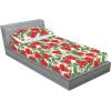 Ambesonne Floral Fitted Sheet & Pillow Sham Set, Valentine’s Day Theme Flowers Vintage Botanical Nature Ornament Art, Decorative Printed 2 Piece Bedding Decor Set, Twinxl, Dark Coral and Fern Green(Scarlet and Reseda Green)