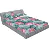 Ambesonne Floral Fitted Sheet & Pillow Sham Set, Valentine’s Day Theme Flowers Vintage Botanical Nature Ornament Art, Decorative Printed 2 Piece Bedding Decor Set, Twinxl, Dark Coral and Fern Green(Soft Pink and Petrol Blue)