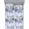 Ambesonne Floral Fitted Sheet & Pillow Sham Set, Valentine’s Day Theme Flowers Vintage Botanical Nature Ornament Art, Decorative Printed 2 Piece Bedding Decor Set, Twinxl, Dark Coral and Fern Green(Lavender Blue and Grey)