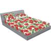 Ambesonne Floral Fitted Sheet & Pillow Sham Set, Valentine’s Day Theme Flowers Vintage Botanical Nature Ornament Art, Decorative Printed 2 Piece Bedding Decor Set, Twinxl, Dark Coral and Fern Green(Scarlet and Reseda Green)
