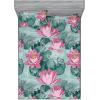 Ambesonne Floral Fitted Sheet & Pillow Sham Set, Valentine’s Day Theme Flowers Vintage Botanical Nature Ornament Art, Decorative Printed 2 Piece Bedding Decor Set, Twinxl, Dark Coral and Fern Green(Soft Pink and Petrol Blue)
