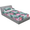 Ambesonne Floral Fitted Sheet & Pillow Sham Set, Valentine’s Day Theme Flowers Vintage Botanical Nature Ornament Art, Decorative Printed 2 Piece Bedding Decor Set, Twinxl, Dark Coral and Fern Green(Soft Pink and Petrol Blue)