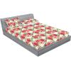 Ambesonne Floral Fitted Sheet & Pillow Sham Set, Valentine’s Day Theme Flowers Vintage Botanical Nature Ornament Art, Decorative Printed 2 Piece Bedding Decor Set, Twinxl, Dark Coral and Fern Green(Dark Coral and Fern Green)