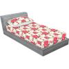 Ambesonne Floral Fitted Sheet & Pillow Sham Set, Valentine’s Day Theme Flowers Vintage Botanical Nature Ornament Art, Decorative Printed 2 Piece Bedding Decor Set, Twinxl, Dark Coral and Fern Green(Dark Coral and Laurel Green)