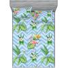 Ambesonne Floral Fitted Sheet & Pillow Sham Set, Valentine’s Day Theme Flowers Vintage Botanical Nature Ornament Art, Decorative Printed 2 Piece Bedding Decor Set, Twinxl, Dark Coral and Fern Green(Pale Azure Blue Emerald)