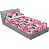 Ambesonne Floral Fitted Sheet & Pillow Sham Set, Valentine’s Day Theme Flowers Vintage Botanical Nature Ornament Art, Decorative Printed 2 Piece Bedding Decor Set, Twinxl, Dark Coral and Fern Green(Magenta Forest Green Rose)