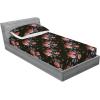 Ambesonne Floral Fitted Sheet & Pillow Sham Set, Valentine’s Day Theme Grunge Style Repetitive Rose Flowers Abstract, Decorative Printed 2 Piece Bedding Decor Set, Twinxl, Pale Fuchsia and Sepia(Paprika and Dark Olive Green)