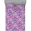Ambesonne Floral Fitted Sheet & Pillow Sham Set, Valentine’s Day Theme Grunge Style Repetitive Rose Flowers Abstract, Decorative Printed 2 Piece Bedding Decor Set, Twinxl, Pale Fuchsia and Sepia(Hot Pink and Night Blue)