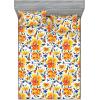 Ambesonne Floral Fitted Sheet & Pillow Sham Set, Valentine’s Day Theme Grunge Style Repetitive Rose Flowers Abstract, Decorative Printed 2 Piece Bedding Decor Set, Twinxl, Pale Fuchsia and Sepia(Earth Yellow Violet Blue)