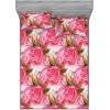 Ambesonne Floral Fitted Sheet & Pillow Sham Set, Valentine’s Day Theme Grunge Style Repetitive Rose Flowers Abstract, Decorative Printed 2 Piece Bedding Decor Set, Twinxl, Pale Fuchsia and Sepia(Dark Coral Khaki Green)