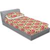 Ambesonne Floral Fitted Sheet & Pillow Sham Set, Valentine’s Day Theme Grunge Style Repetitive Rose Flowers Abstract, Decorative Printed 2 Piece Bedding Decor Set, Twinxl, Pale Fuchsia and Sepia(Dark Coral and Pale Camel)