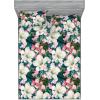 Ambesonne Floral Fitted Sheet & Pillow Sham Set, Valentine’s Day Theme Grunge Style Repetitive Rose Flowers Abstract, Decorative Printed 2 Piece Bedding Decor Set, Twinxl, Pale Fuchsia and Sepia(Dark Pink and Pale Teal)