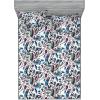 Ambesonne Floral Fitted Sheet & Pillow Sham Set, Valentine’s Day Theme Grunge Style Repetitive Rose Flowers Abstract, Decorative Printed 2 Piece Bedding Decor Set, Twinxl, Pale Fuchsia and Sepia(Maroon and Dark Blue Grey)