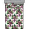 Ambesonne Floral Fitted Sheet & Pillow Sham Set, Valentine’s Day Theme Grunge Style Repetitive Rose Flowers Abstract, Decorative Printed 2 Piece Bedding Decor Set, Twinxl, Pale Fuchsia and Sepia(Pale Ruby and Reseda Green)