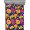 Ambesonne Floral Fitted Sheet & Pillow Sham Set, Valentine’s Day Theme Grunge Style Repetitive Rose Flowers Abstract, Decorative Printed 2 Piece Bedding Decor Set, Twinxl, Pale Fuchsia and Sepia(Earth Yellow and Hot Pink)