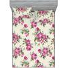 Ambesonne Floral Fitted Sheet & Pillow Sham Set, Valentine’s Day Theme Grunge Style Repetitive Rose Flowers Abstract, Decorative Printed 2 Piece Bedding Decor Set, Twinxl, Pale Fuchsia and Sepia(Pale Fuchsia and Sepia)